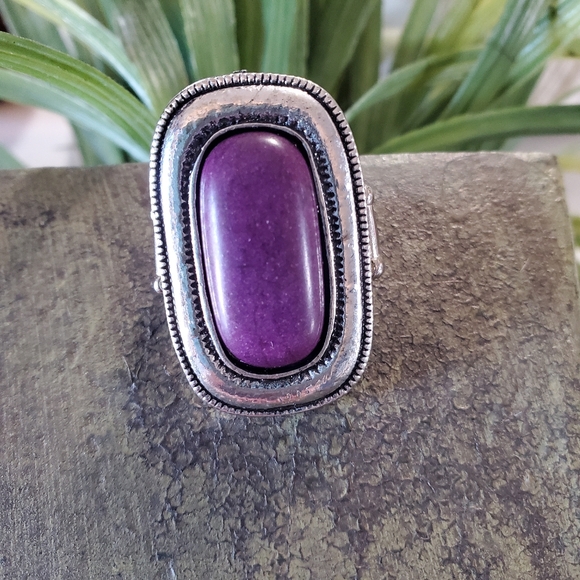 Purple Stone Silver Tone Stretch Band  💥3 for $24💥 - Picture 11 of 15